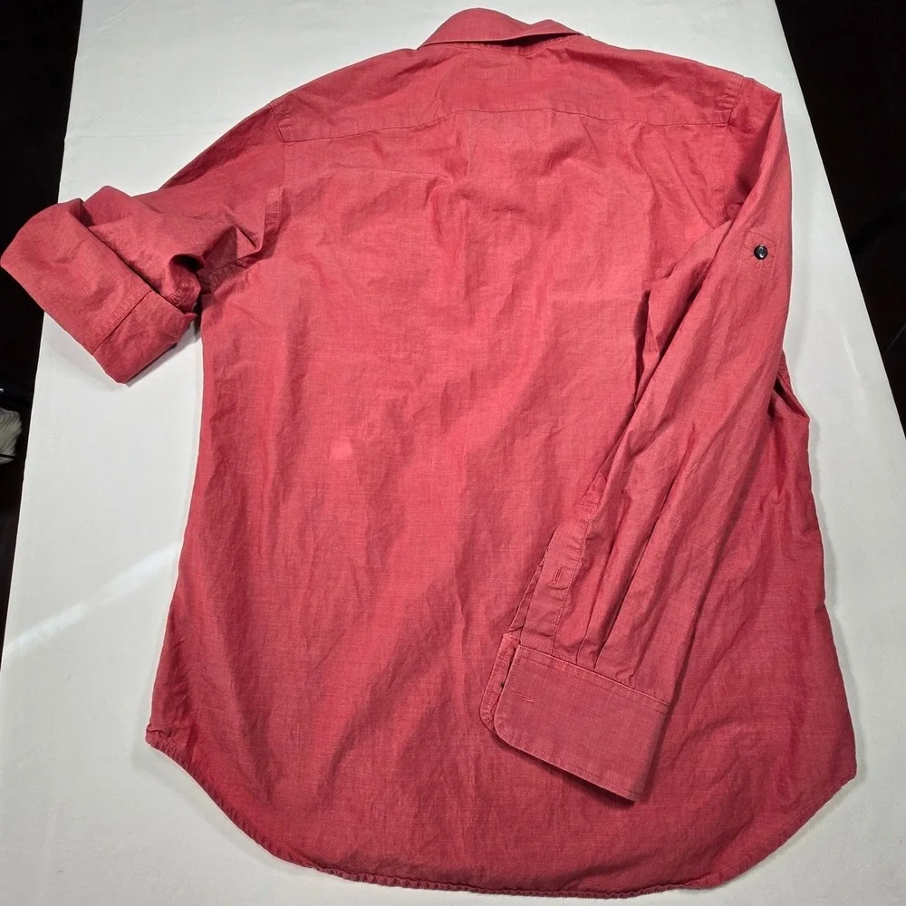 Banana Republic Mens Red Roll Tab Long Sleeve‎ Button Down Utility Shirt Medium